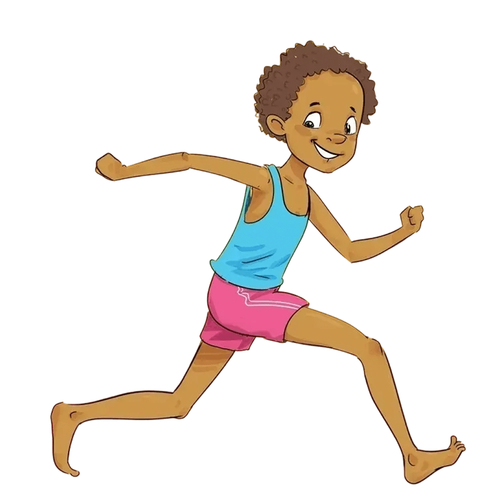 Animated kid sprinting joyfully